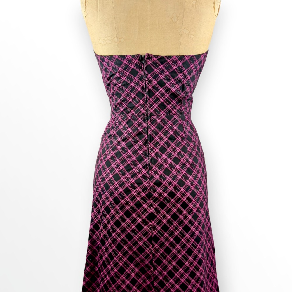 Y2K Plaid Strapless Pink Midi Dress Ruby Rox  Belt Coquette Punk Tartan Size M - Picture 7 of 8